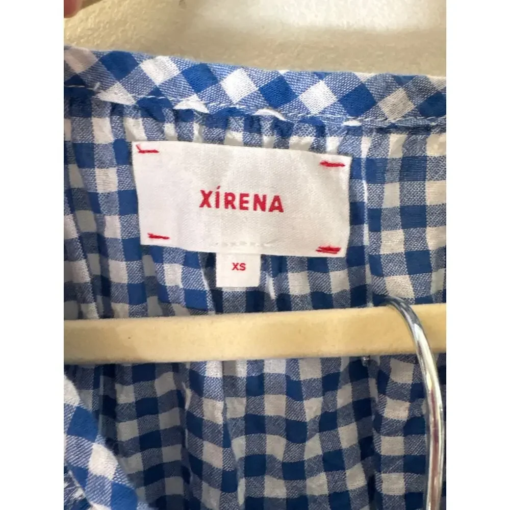 Xirena Blue White Check Cotton Shorts Set Sz XS